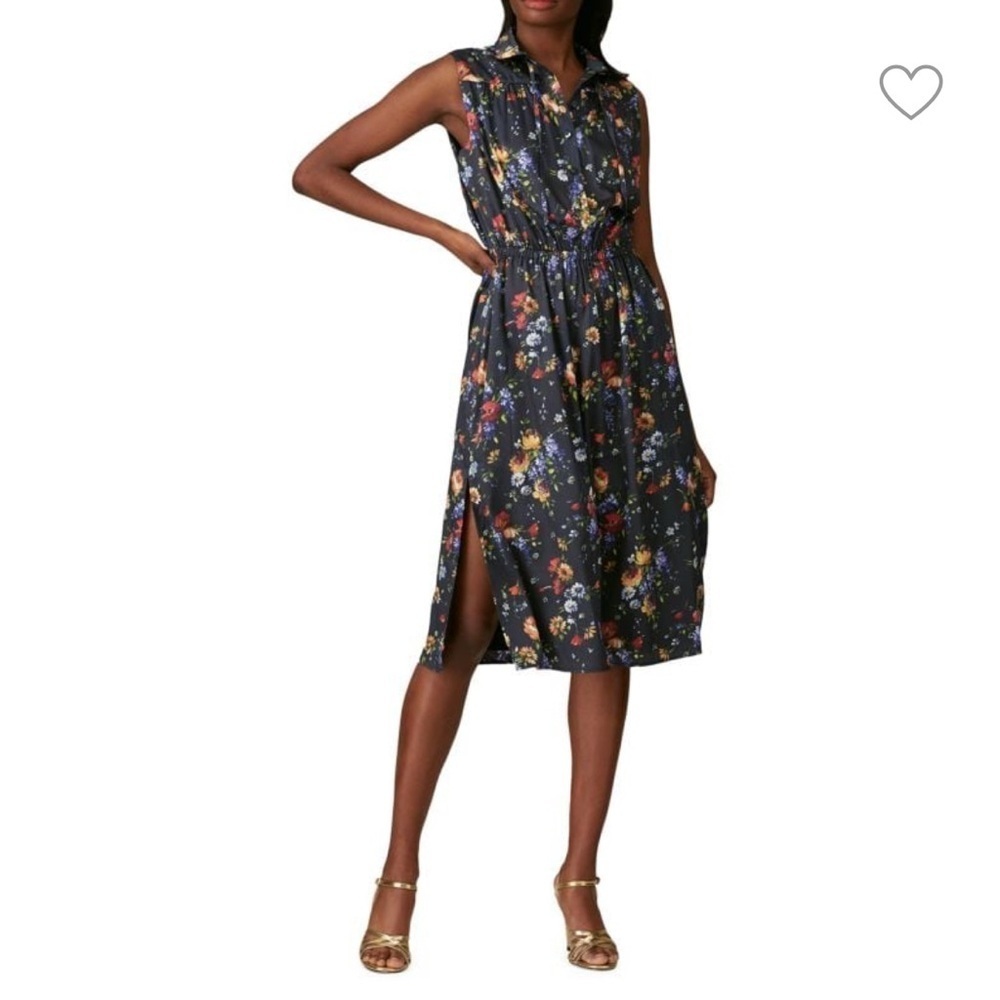 Adam Lippes floral sleeveless midi dress black 8  wedding guest